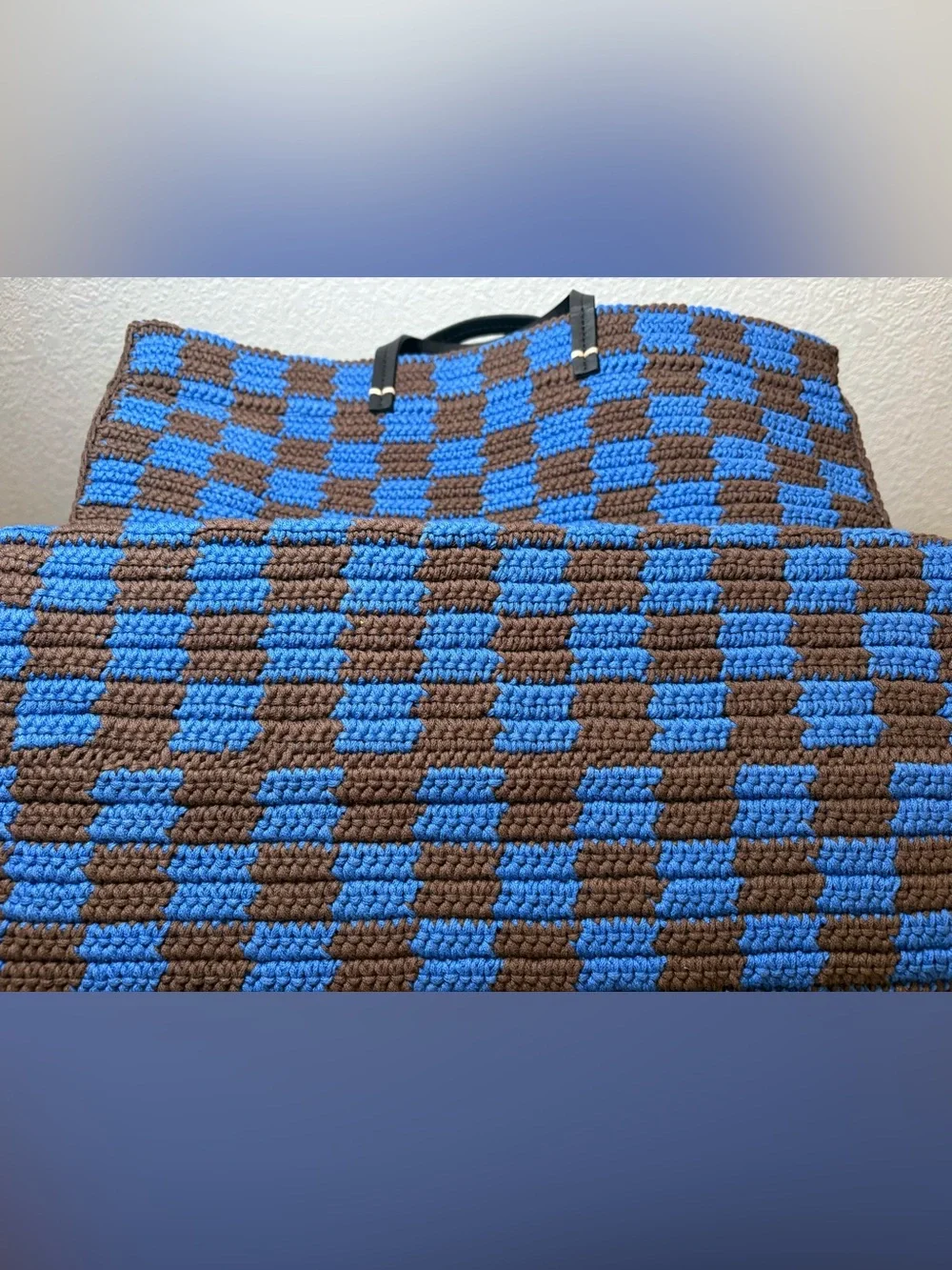 NEW Clare V Summer Simple Tote in Blue and Chocolate - Picture 6 of 9